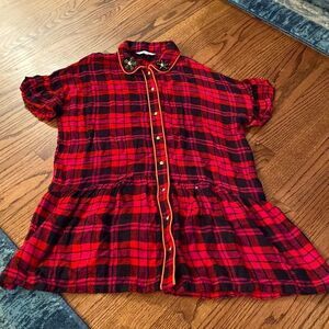 LITTLE MARC JACOBS Girls' Plaid Pattern Button Up Shirt Size 8